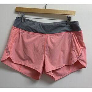 Athleta Women's Size M Running Shorts Pink Gray 3" inseam Lined Activewear